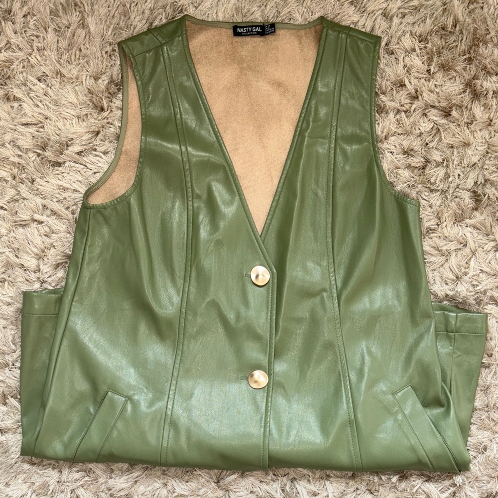 Olive Faux Leather Vest